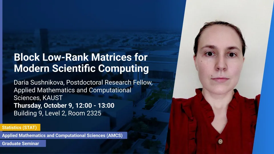 KAUST-CEMSE-AMCS-STAT-Graduate-Seminar-Daria-Sushnikova-Block-low-rank-matrices-for-modern-scientific-computing